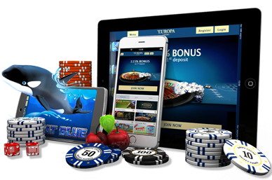 Mobile Casino mit Tablet Jetons und Handy